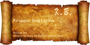 Kruppa Boglárka névjegykártya